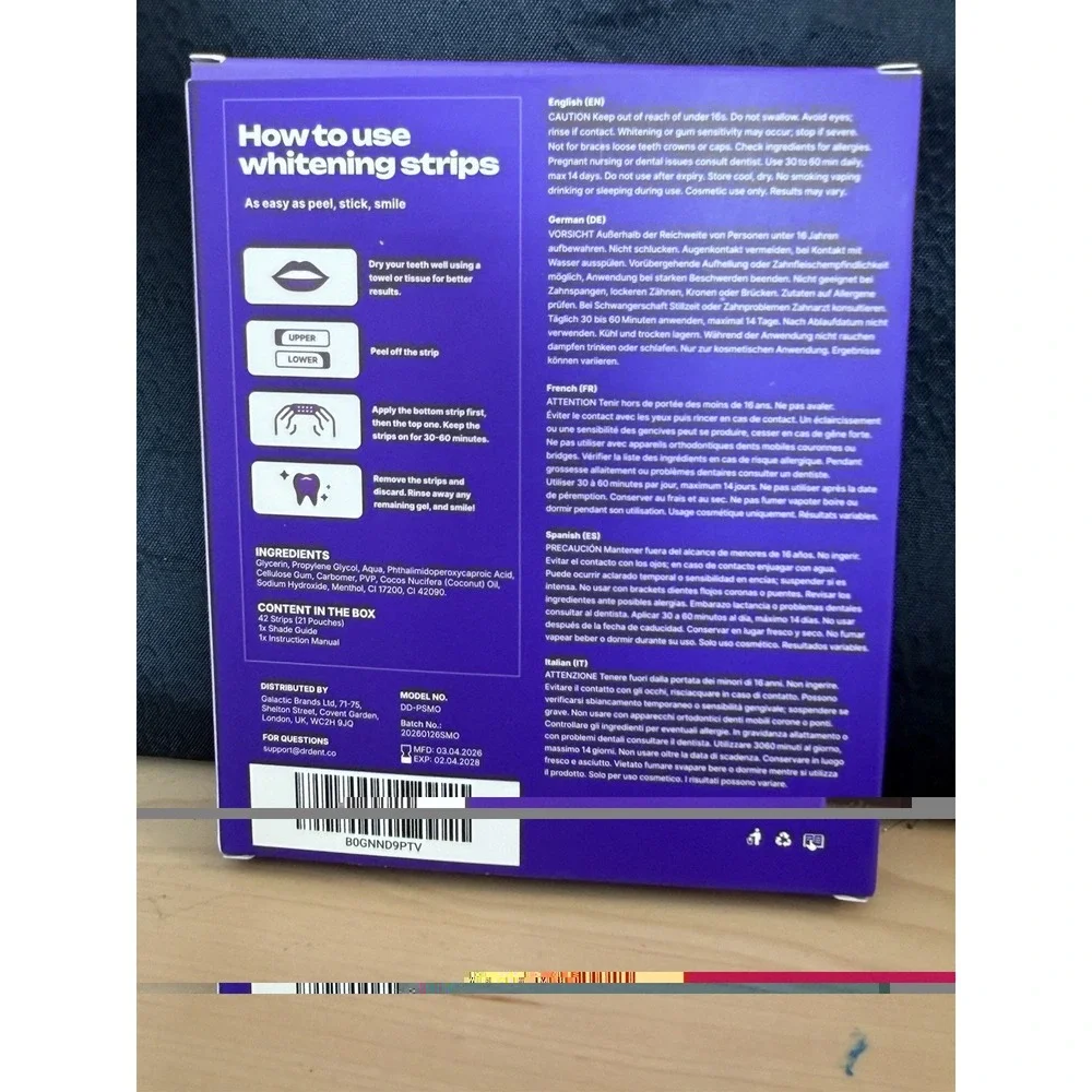 DR. DENT Purple Teeth Whitening Strips 42 tooth whitening technology